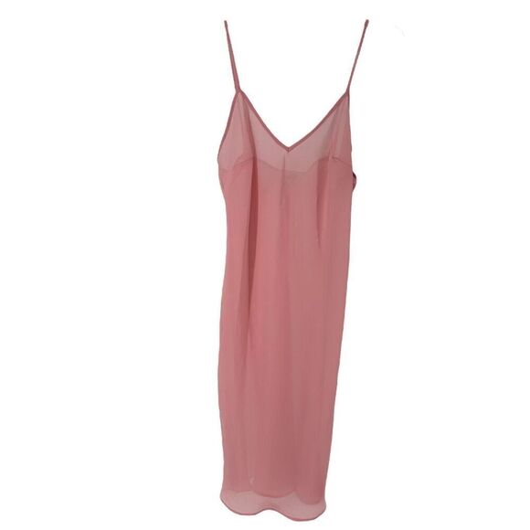 Mica Vintage Slip Dress Pink Size 6 Sheer Spaghetti Strap V Neck 90s Slip Preppy - Picture 1 of 7